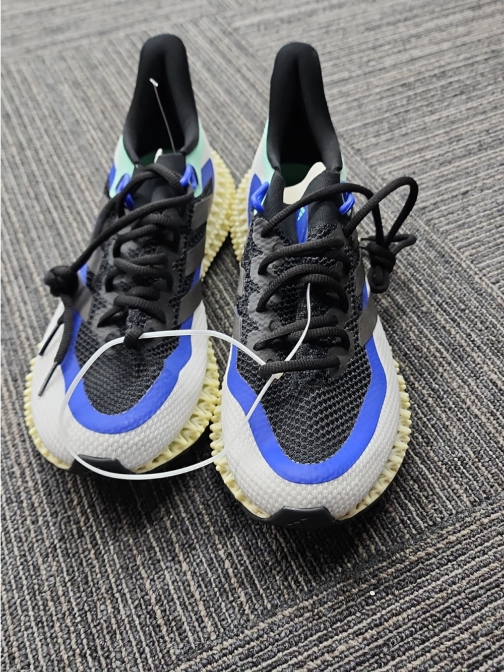 adidas mens Black, Blue and Cream Tech-Style Sneakers